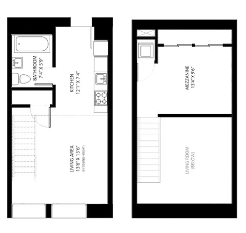 a floor plan of a small house with a bedroom and a living room